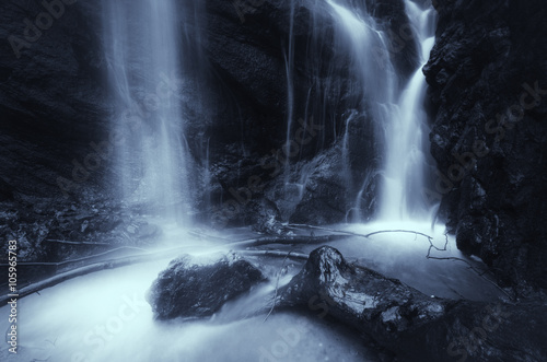 waterfall at night detail