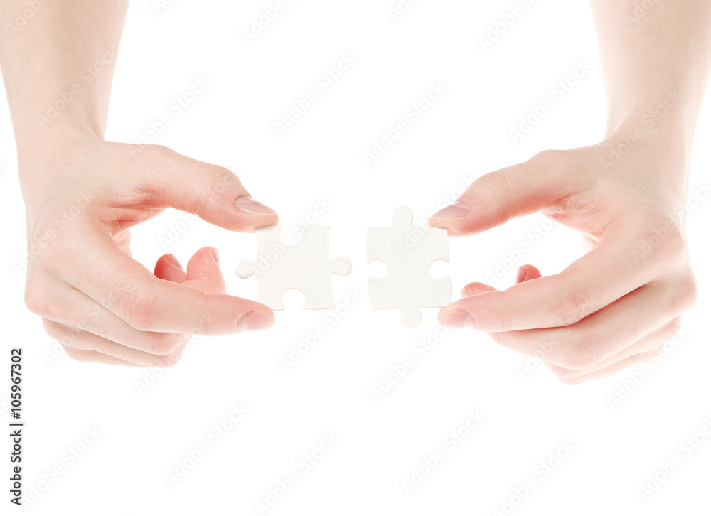 puzzle in hand isolated on white background puzzle in hand isolated on white background