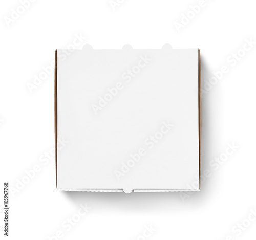 Blank pizza box design mock up top view isolated. Carton packaging.