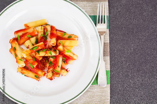 Pasta with Tomato Sauce Ketchup and Saffron