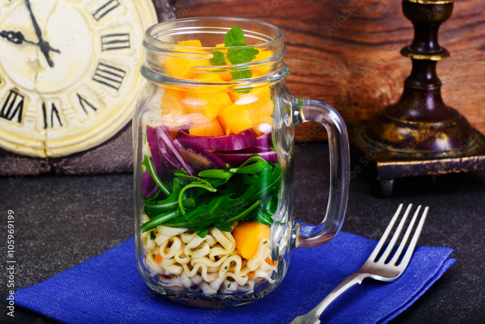 Pasta with Pumpkin, Arugula and Red Onion Pasta with Pumpkin, Arugula and Red Onion