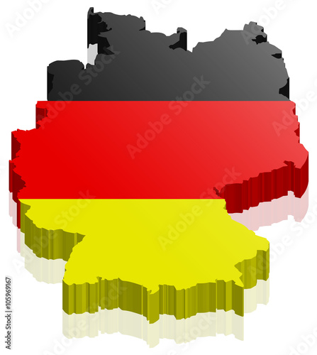 Deutschland Landkarte mit Deutschland Flagge 3D