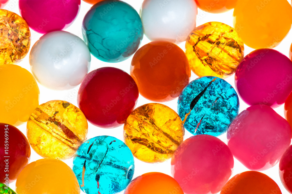 Цветные стекляные шарики на белом фоне Stock Photo | Adobe Stock