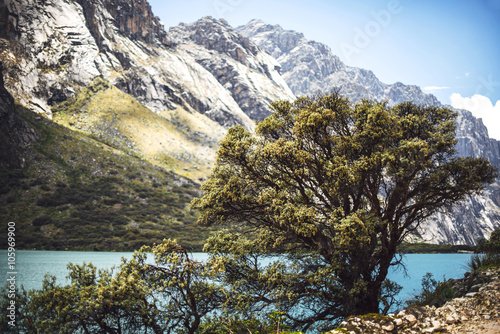 Huaraz, Peru, Huandoy mountain and Paron lake photo