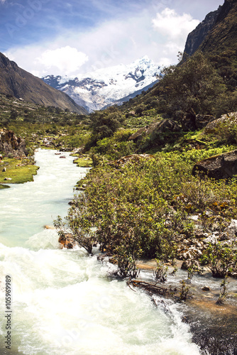 Bautiful snowy mountains in Huaraz, Peru, South America. photo