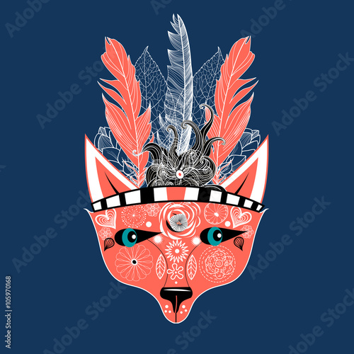 Ornamental portrait of a wolf