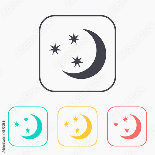 color icon set of starry night