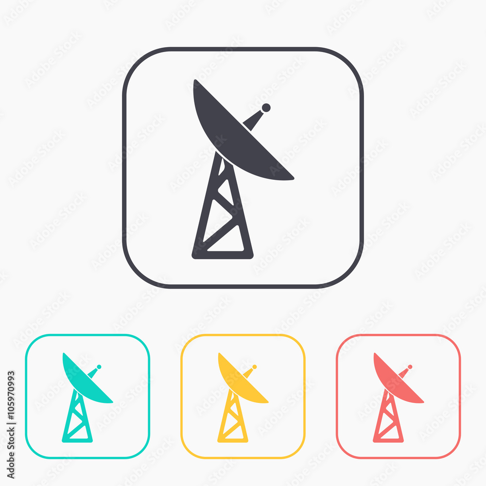color icon set of dish antenna color icon set of dish antenna