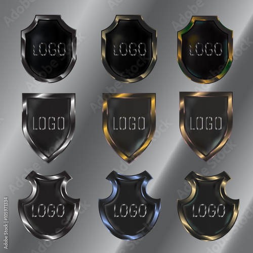 Set of metal shields for making logotypes