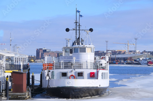 Helsinki, Finland - March, 14, 2016: cargo ice-breaker in Helsinki , harbour, Finland