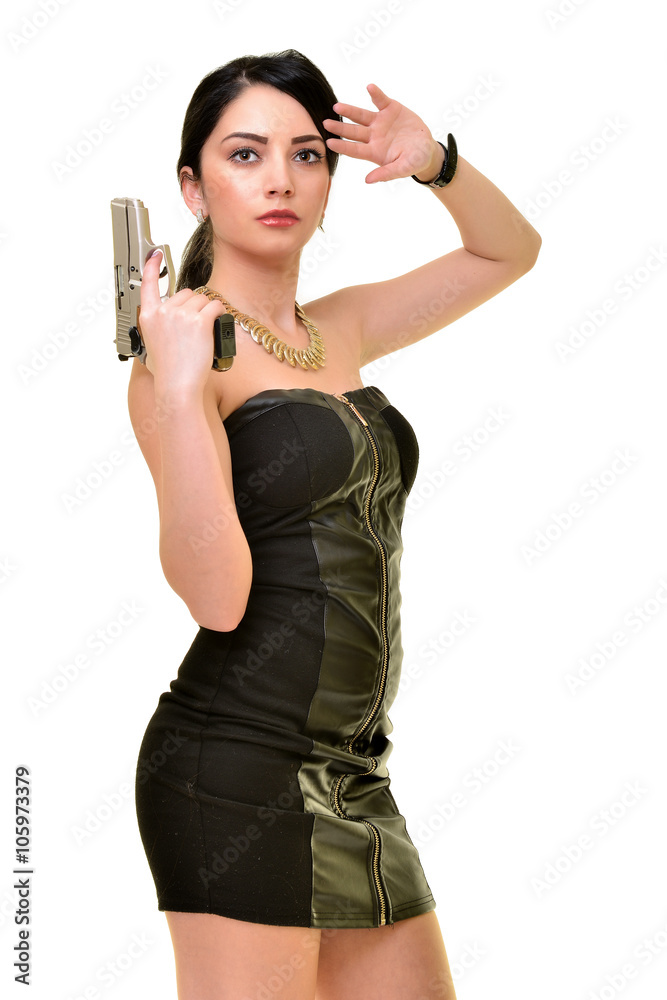 Danger femme avec un pistolet. Danger femme avec un pistolet.