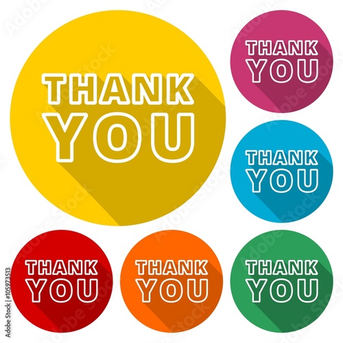 Thank you icons set with long shadow