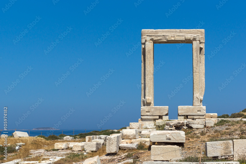 Ruins of Portara, Apollo Temple Entrance, Naxos Island, Cyclades, Greece