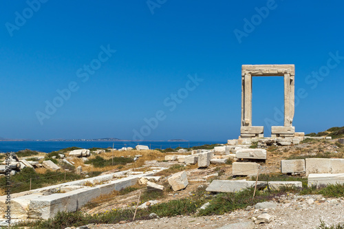 Panoramic view of Portara, Apollo Temple Entrance, Naxos Island, Cyclades, Greece