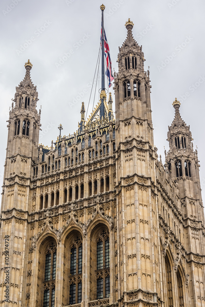 Victoria Tower (98 m) - tower of Palace of Westminster. London