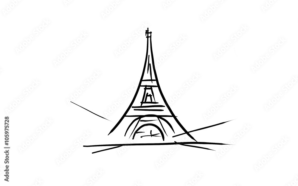 Dessin Tour Eiffel Noir Et Blanc Stock Illustration Adobe Stock