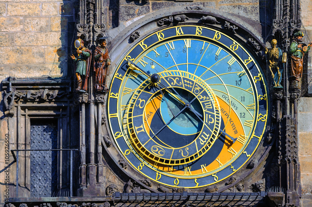 The astronomic clock Horologe in Prague, Czech Republic