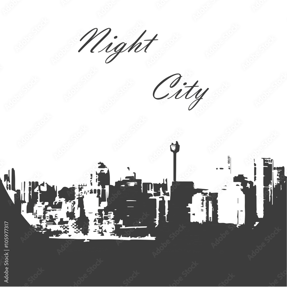 Gray skyline with text