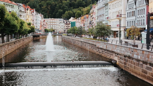 Karlovy Vary Czech city view from bridge
