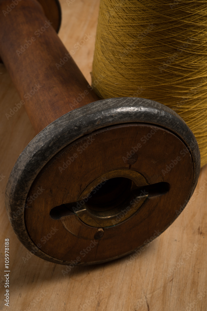 Closeup of Hole of Wooden Thread Spool