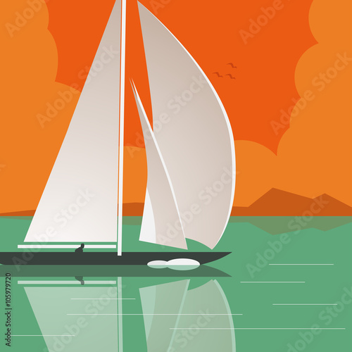 sailing a yacht on calm water