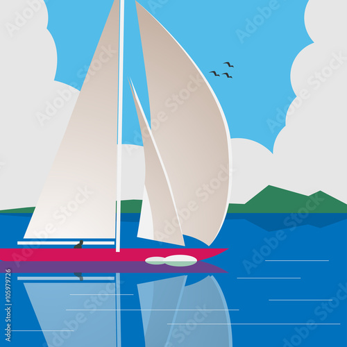 sailing a yacht on calm water