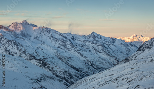 Snowy Alps at dusk