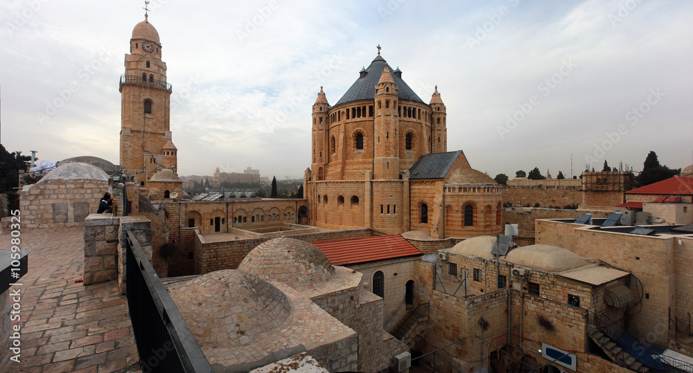Panorama of Mount Zion and Hagia Maria Sion Dormition Abbey, Jerusalem, Israel