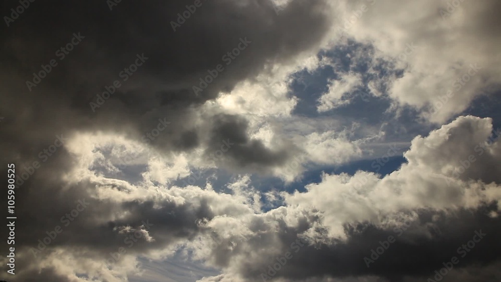 Cloudscape. Blue sky with fluffy dark clouds HD Cloudscape. Blue sky with fluffy dark clouds HD
