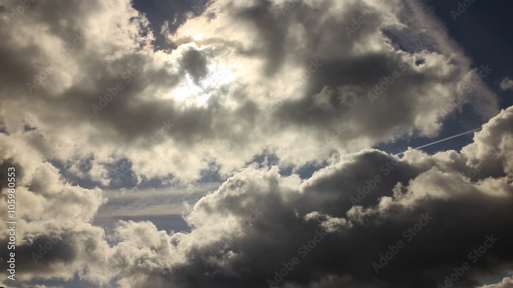 Cloudscape. Blue sky with fluffy dark clouds HD Cloudscape. Blue sky with fluffy dark clouds HD