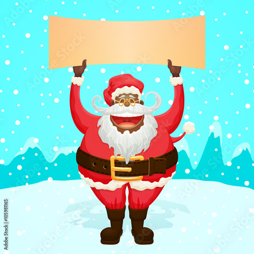 Chubby Funny Santa Claus Holding Sign