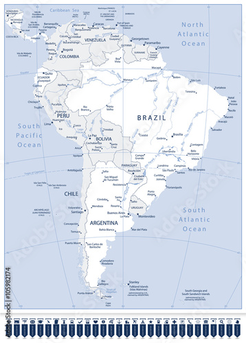 South America Detailed Map And Pointers