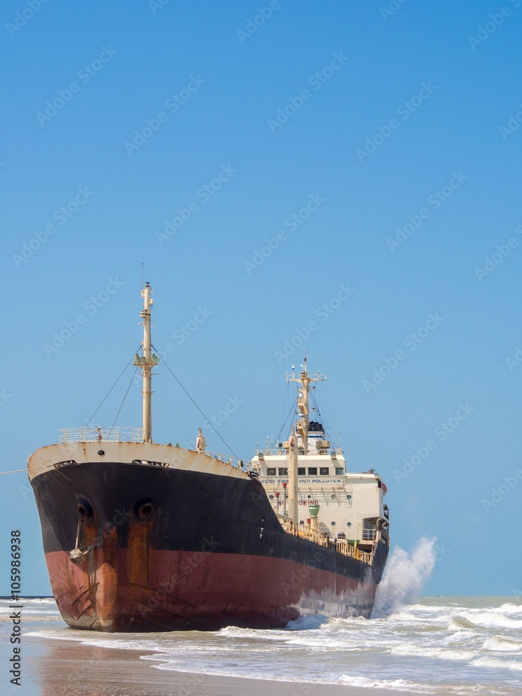 stranded tanker ship