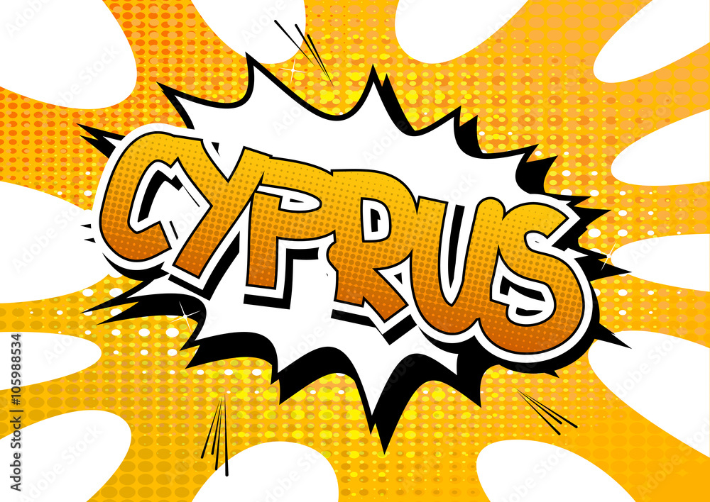 Cyprus - Comic book style word.