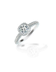 Diamond solitaire engagement wedding ring isolated on white