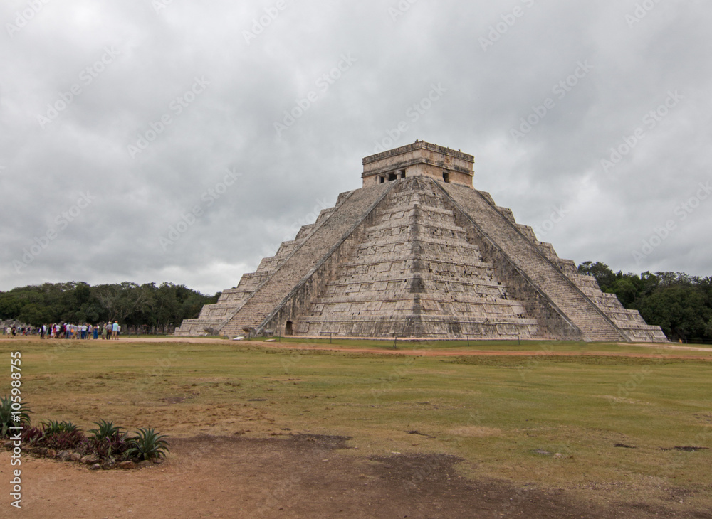 El Castillo Temple Kukulcan Pyramid at Mexico's Chichen Itza Mayan ruins