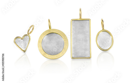 Golden Silver blank customizable trinket pendants