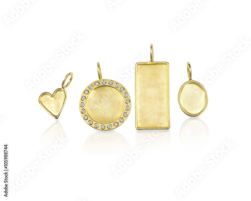 Golden Silver blank customizable trinket pendants