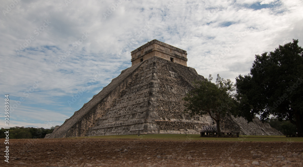 El Castillo Temple Kukulcan Pyramid at Mexico's Chichen Itza Mayan ruins