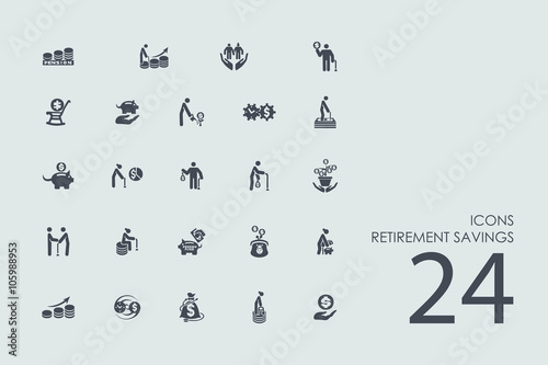 Set of retirement savings icons