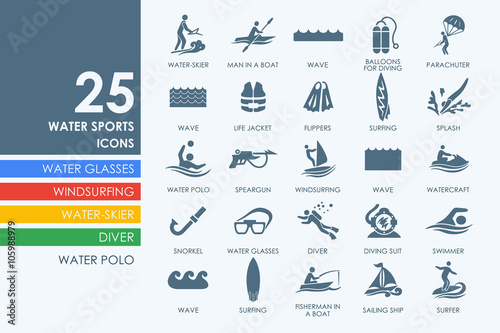 Set of water sports icons