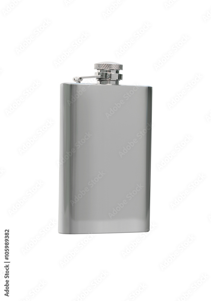 Silver Flask Isolated on white Silver Flask Isolated on white