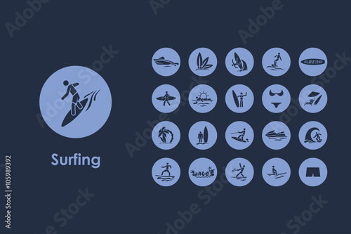Set of surfing simple icons