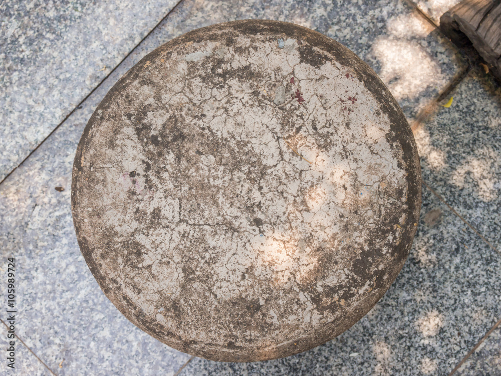Top view old gray stone chair Top view old gray stone chair