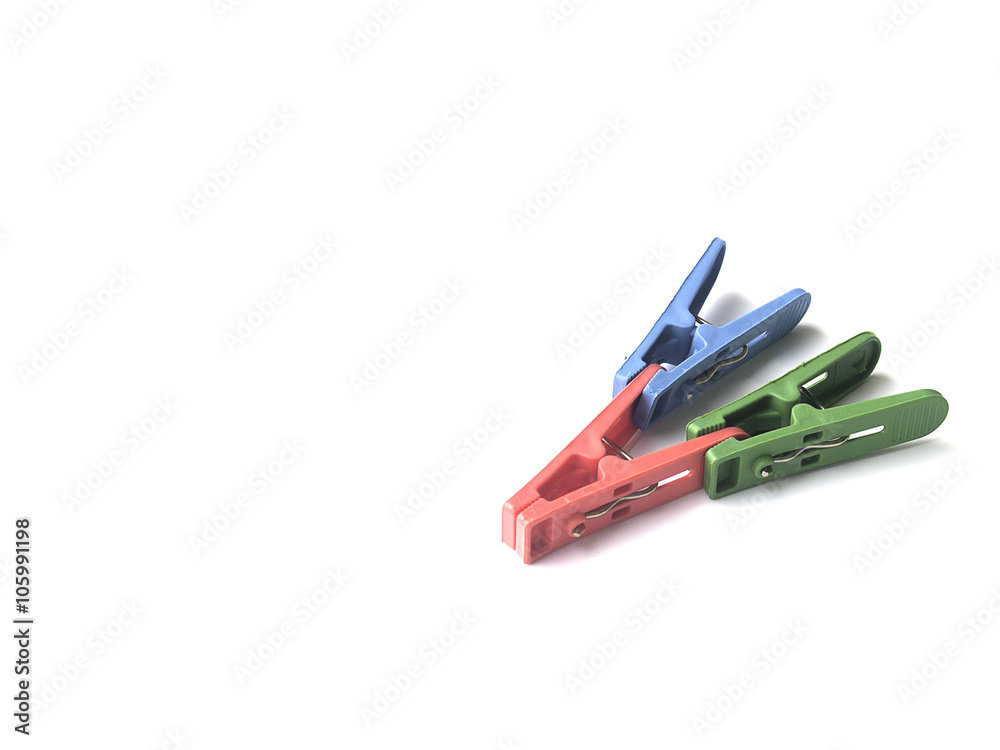 colorful plastic Clothespin isolated on white background