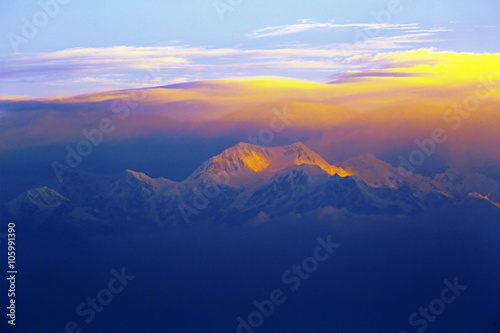 Kanchenjunga is the third highest mountain in the world  in Sikkim India.It rises with an elevation of 8 586 m  28 169 ft  in a section of the Himalayas  