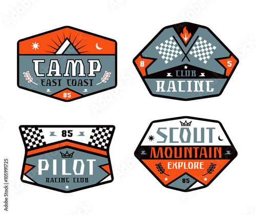 Set of race and camping patch