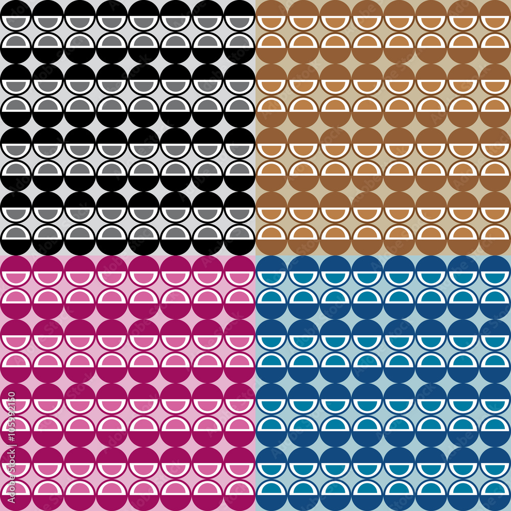 Set four geometric patterns with colorful circles Set four geometric patterns with colorful circles