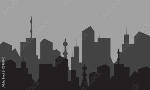 silhouettes of city