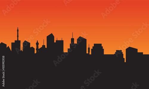 Silhouette of city skyline